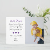 Invitation Coeurs Violets Serez-Vous Ma Mère Avec Photo (Debout devant)