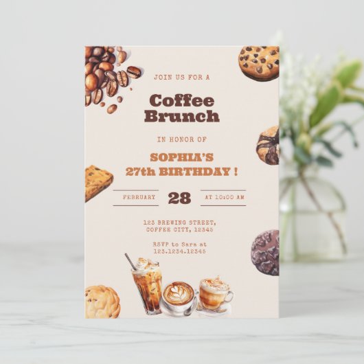 Invitation Coffee and Cookies Brunch Any Age Birthday (Debout devant)