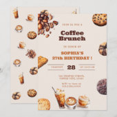 Invitation Coffee and Cookies Brunch Any Age Birthday (Devant / Derrière)