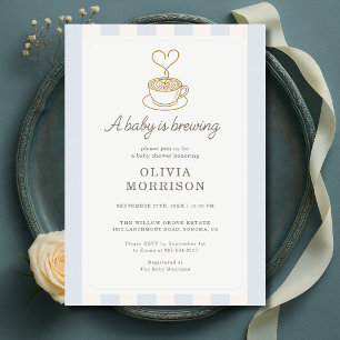 Invitation Coffee Baby arrive Baby Shower Blue Boy