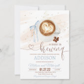 Invitation Coffee baby shower Is Brewing  bow (Devant)