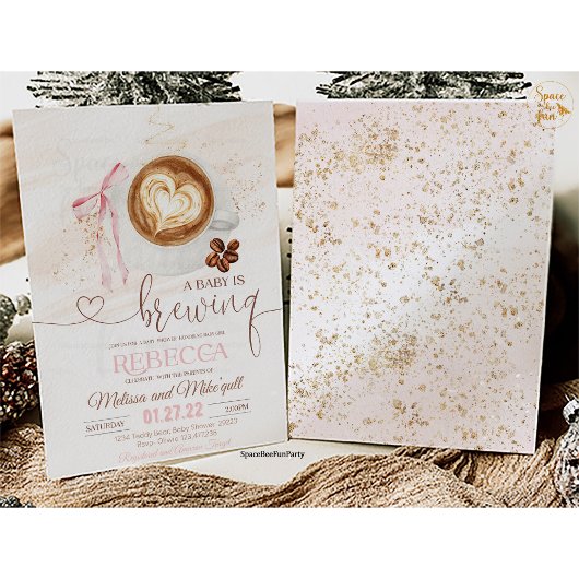 Invitation Coffee baby shower Is Brewing  bow