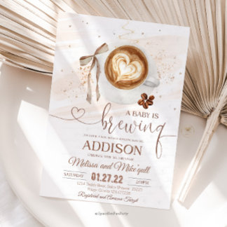 Invitation Coffee baby shower Is Brewing  bow