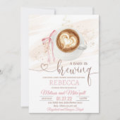 Invitation Coffee baby shower Is Brewing  bow (Devant)