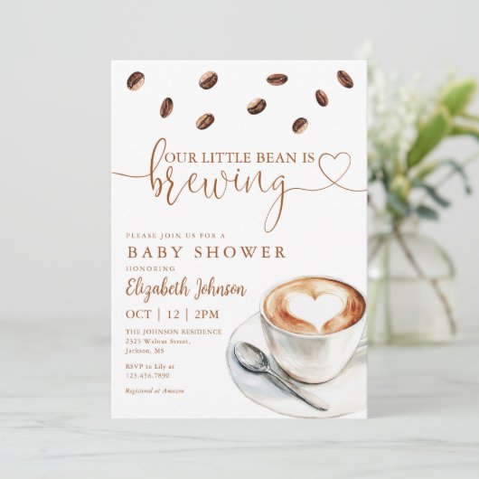 Invitation Coffee Brewing Baby Shower Photo QR Code (Debout devant)