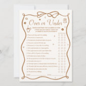 Invitation Coffee Bridal Shower Over and Under Game Card (Devant)