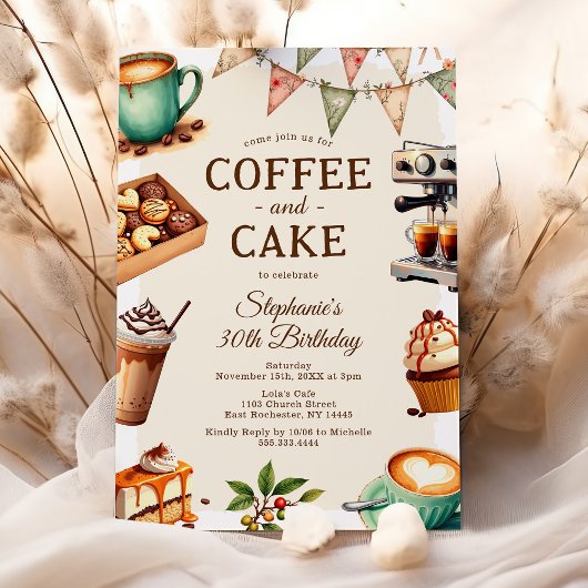 Invitation Coffee & Cake Adult Birthday Party