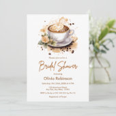 Invitation Coffee Floral Love is Brewing Bridal Shower (Debout devant)