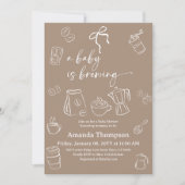Invitation Coffee Gender Neutral Bow Brewing Baby Shower (Devant)