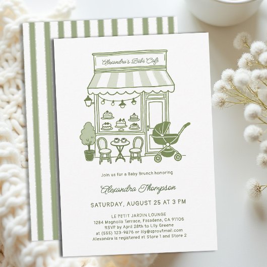 Invitation Coffee Lover Bebe Brewing Brunch Green Baby Shower