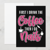 Invitation Coffee Nail Tech Manicuriste Pedicurist Cadeau pol (Devant / Derrière)