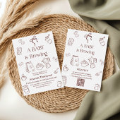 Invitation Coffee Theme Neutral Bow Brewing Baby Shower