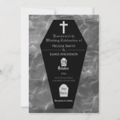 Invitation Coffin noir Tombstone gothique Mariage d'Halloween (Devant)