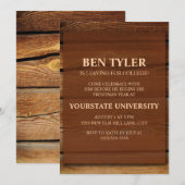 Invitation Coffre de collège en bois rustique pour fête (Devant / Derrière)