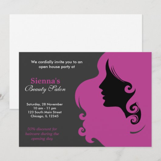 Invitation Coiffeur (prune) (Devant / Derrière)