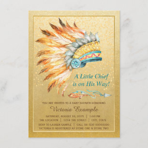 Invitation Coiffure Tribale de Petit Chef Garçon Baby Shower