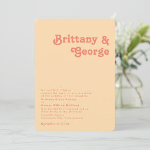 Invitation Coin arrondi orange rétro Mariage traditionnel