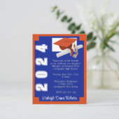 Invitation Coin Bloc Orange & Royal Blue Graduation Invita (Debout devant)