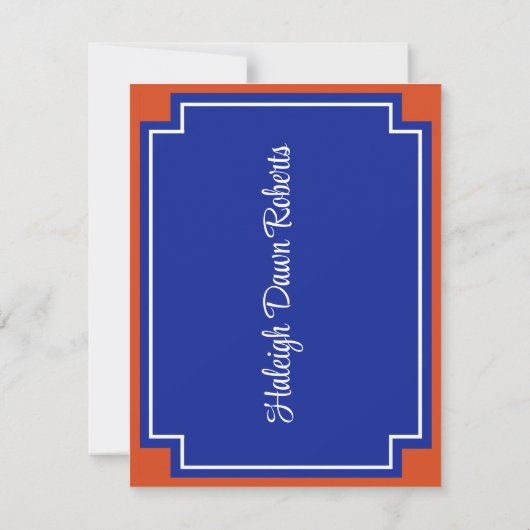 Invitation Coin Bloc Orange & Royal Blue Graduation Invita (Dos)