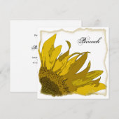 Invitation Coin de tournesol jaune pour le brunch de mariage  (Devant / Derrière)