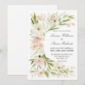 Invitation Coin romantique blanc rose blanc personnalisé (Devant / Derrière)