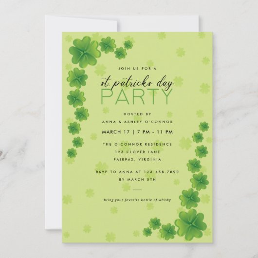Invitation Coin Shamrock Green St. Patrick's Day (Devant)