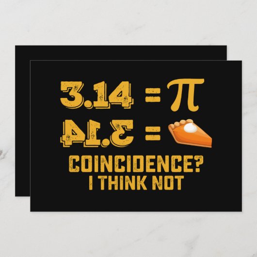 Invitation Coïncidence Je Ne Pense Pas Pie Pi Day Maths (Devant / Derrière)