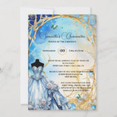Invitation Coing floral bleu Quinceañera (Devant)