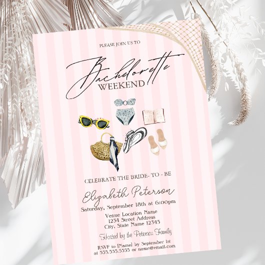 Invitation Coins De Bain Plage Bachelorette Grandes Roses