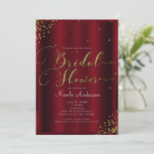 Invitation Coins de confettis rouges et or gras pour douche d (Debout devant)