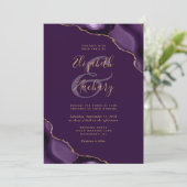 Invitation Coins de Noces Mariage Agate Or Violet (Debout devant)