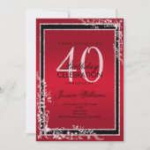 Invitation Coins décoratifs Ruby & Black Anniversaire (Devant)