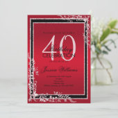 Invitation Coins décoratifs Ruby & Black Anniversaire (Debout devant)