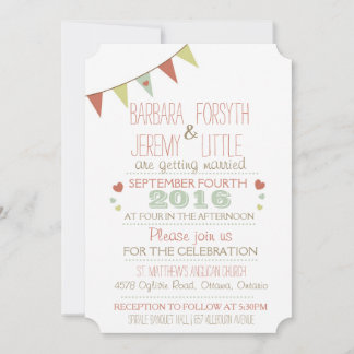 Invitation Coins d'invitation Shabby Chic Bunting