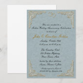 Invitation Coins Ornés Dorés (Devant / Derrière)