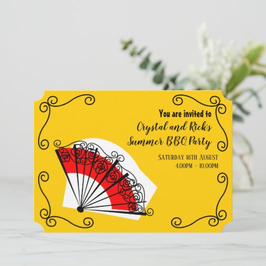 Invitation Coins ventilateurs espagnols horizontaux (Debout devant)