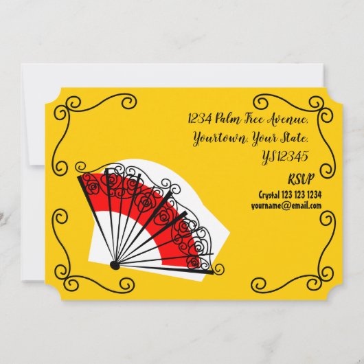 Invitation Coins ventilateurs espagnols horizontaux (Dos)