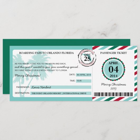 Invitation Col de Floride Boarding (Devant / Derrière)