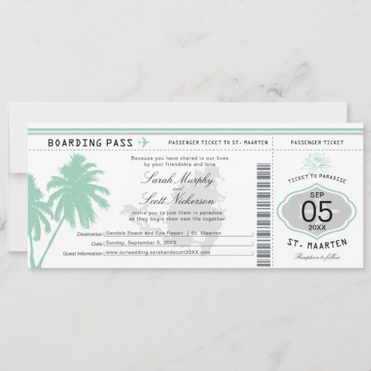 Invitation Col. d'embarquement St Martin Destination Wedding (Devant)