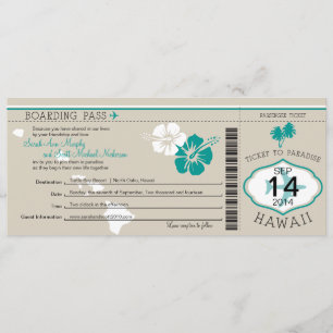Invitation Col Mariage d'embarquement à Hawaï