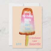 Invitation Cola cola popsicle bloc de glace été fille fête (Devant)