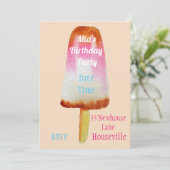 Invitation Cola cola popsicle bloc de glace été fille fête (Debout devant)