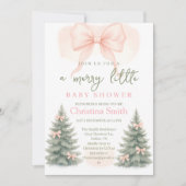 Invitation Cold Elegant A Pink Bow Coquette Baby Shower (Devant)