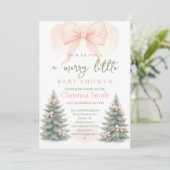 Invitation Cold Elegant A Pink Bow Coquette Baby Shower (Debout devant)