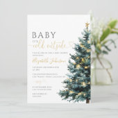 Invitation Cold Outdoor Photo QR Code Baby shower de Noël (Debout devant)