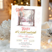 Invitation Cold Outside Blush Pink Window Girl Baby Shower