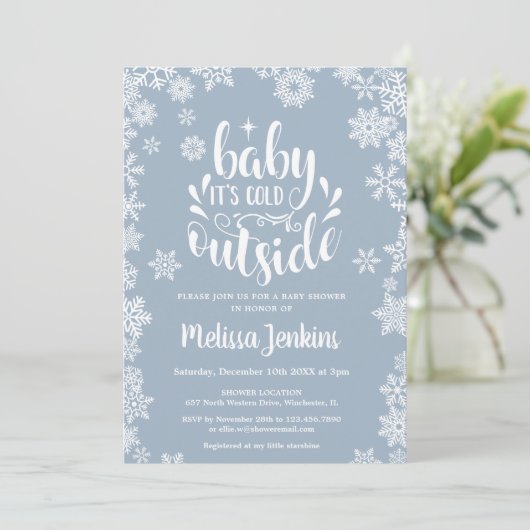 Invitation Cold Outside Boy Winter Baby Shower All In One (Debout devant)