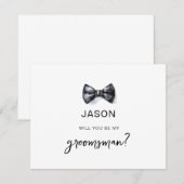 Invitation Colibacillé noeud papillon en aquarelle Veux-tu êt (Devant / Derrière)