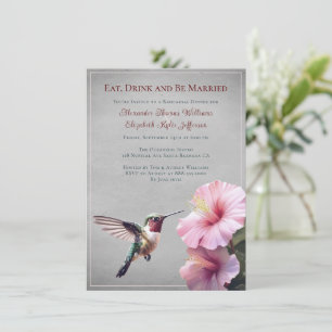 Invitation Colibri et Hibiscus Dîner de répétition gris