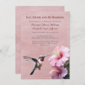 Invitation Colibri et Hibiscus | Dîner de répétition rose (Devant / Derrière)